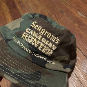 Seagram's Canadian Hunter Hat Mellow Canadian Sipping Whisky Camo Cap Size 7 1/2